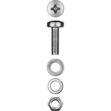 ЗУБР M4 x 16 мм, 25 шт., винт (DIN7985), гайка (DIN934), шайба (DIN125), шайба (DIN127), комплект крепежа 303476-04-016