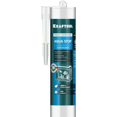 KRAFTOOL  KRAFTSeal GX107 "AQUA STOP", 300 мл, прозрачный, стекольный силиконовый герметик (41256-2)