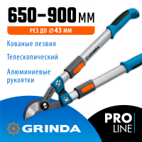 GRINDA  F-900T, 650-900 мм, кованые лезвия, алюминиевые ручки, телескопический,  плоскостной cучкорез, PROLine (424510)