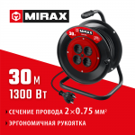 Удлинитель на катушке  MIRAX ПВС 2х0.75 30м 1300Вт (55052-30)