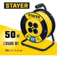 STAYER  S-215 ПВС 2х1.5 50м 3500Вт,  Силовой удлинитель на катушке (55072-50)