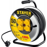 STAYER  PRO 325 КГ 3х2.5 50м 4000Вт IP44, Силовой удлинитель на стальной катушке (55076-50_z01)