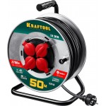 KRAFTOOL  K-315, КГ 3х1.5 50м 3700Вт IP44, Силовой удлинитель на стальной катушке (55085-50)