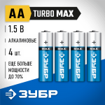 ЗУБР AA, 4 шт., батарейка щелочная Turbo-MAX 59206-4C_z01