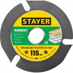 STAYER WOODCUT Ø 115 мм, 3 резца, диск пильный для УШМ 36854-115