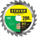 STAYER FAST 200 x 32/30мм 24Т, диск пильный по дереву, быстрый рез