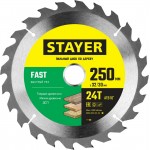 STAYER FAST 250 x 32/30мм 24Т, диск пильный по дереву, быстрый рез