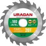 URAGAN Fast 180х30/20мм 20Т, диск пильный по дереву