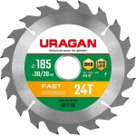 URAGAN Fast 185x30/20мм 24Т, диск пильный по дереву