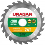 URAGAN Fast 200х32/30мм 24Т, диск пильный по дереву