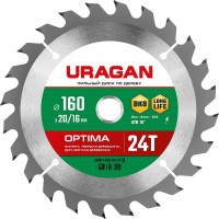 URAGAN Optima 160х20/16мм 24Т, диск пильный по дереву