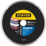 STAYER Ø 180Х25.4 мм, алмазный, cплошной, диск отрезной CERAMOPRO 3665-180_z02 Professional