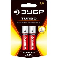 ЗУБР AA, 2 шт., батарейка щелочная Turbo 59213-2C_z01