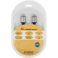 Кабель аудио-видео LAZSO WH-111-B HDMI (m)/HDMI (m) 0.5м. позолоч.конт. черный (WH-111(0,5M)-B)