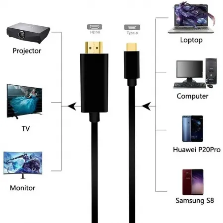 Кабель-переходник аудио-видео Premier L9G USB Type-C (m)/HDMI (m) 2м. черный (A2604)