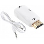 Переходник аудио-видео Premier 5-983AC HDMI (m)/VGA (f)/Jack 3.5 (f) белый