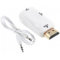 Переходник аудио-видео Premier 5-983AC HDMI (m)/VGA (f)/Jack 3.5 (f) белый