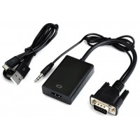 Переходник аудио-видео Premier 5-982-0.15 VGA (m)/HDMI (f)/Jack 3.5 (f) 0.15м. черный