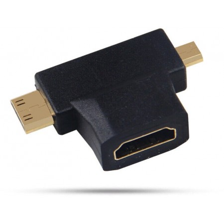 Переходник аудио-видео Premier 5-895-6 Micro HDMI (m)/HDMI (f)/Mini HDMI (m) черный