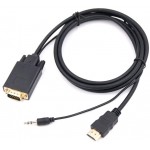 Кабель-переходник аудио-видео Premier 5-983AU HDMI (m)/VGA (m) 1.8м. черный (5-983AU 1.8)