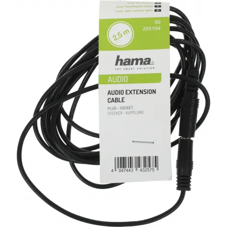 Адаптер аудио Hama H-205104 Jack 3.5 (m)/Jack 3.5 (f) 2.5м. черный (00205104)