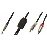 Кабель соединительный аудио Premier 5-334 3.0 Jack 3.5 (m)/2хRCA (m) 3м. позолоч.конт. черный/серый