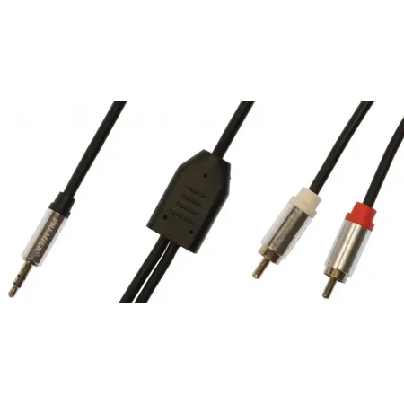 Кабель соединительный аудио Premier 5-334 3.0 Jack 3.5 (m)/2хRCA (m) 3м. позолоч.конт. черный/серый