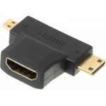 Переходник аудио-видео HDMI (f)/Micro HDMI (m)/Mini HDMI (m) черный (+ Mini HDMI (Male))