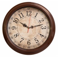 Часы настенные аналоговые Бюрократ WallC-R77P D35см коричневый (WALLC-R77P35/BROWN)