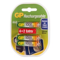 Аккумулятор GP Rechargeable 100AAAHC4/2 AAA NiMH 1000mAh (6шт) блистер