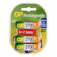 Аккумулятор GP 2700AAHC4/2 AA NiMH 2700mAh (6шт) блистер