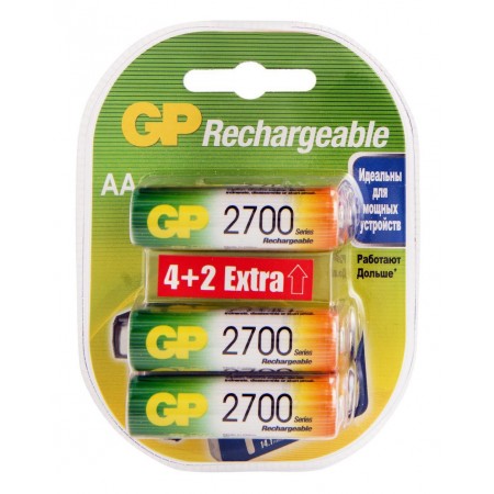 Аккумулятор GP 2700AAHC4/2 AA NiMH 2700mAh (6шт) блистер