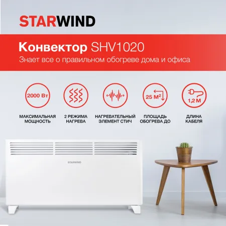 Конвектор Starwind SHV1020 2000Вт белый