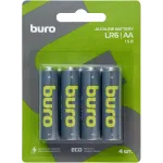 Батарея Buro Alkaline LR6 AA (4шт) блистер