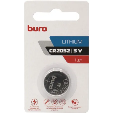 Батарея Buro Lithium CR2032 (1шт) блистер