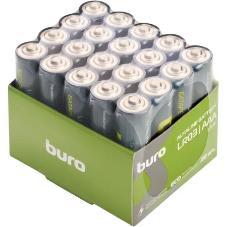 Батарея Buro Alkaline LR03 AAA 1300mAh (20шт) коробка