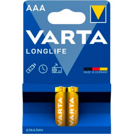 Батарея Varta Longlife Alkaline LR03 AAA (2шт) блистер