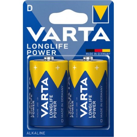 Батарея Varta Longlife power LR20 BL2 Alkaline D (2шт) блистер