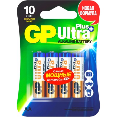 Батарея GP Ultra Plus Alkaline 15AUPNEW-2CR4 AA (4шт) блистер