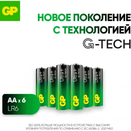 Батарея GP Ultra Plus Alkaline 15AUPA21-2CRB6 AA (6шт) блистер