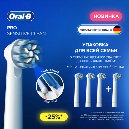 Насадка для зубных щеток Oral-B Sensitive Clean (упак.:4шт)