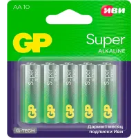 Батарея GP Super Alkaline 15A/IVI-2CR10 AA (10шт) блистер Батарея GP Super Alkaline 15A/IVI-2CR10 AA (10шт) блистер