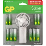 Батарея GP Super 15A/24A/FANWETA21-2CRSBC24 AA/AAA (промо:Вентилятор в подарок) (24шт) блистер