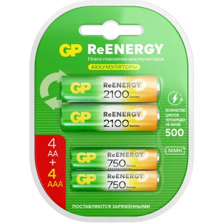 Аккумулятор GP 210AAHC АА+75AAAHC AAA NiMH 2000mAh (4шт)