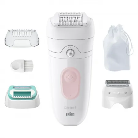 Эпилятор Braun SE5-050 скор.:2 насад.:4 от электр.сети от аккум. белый/розовый