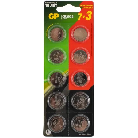 Батарея GP Lithium CR2032/DL (промо:GP Lithium СR2032 x 10 + Светодиодная гирлянда) (10шт) блистер Батарея GP Lithium CR2032/DL (промо:GP Lithium СR2032 x 10 + Светодиодная гирлянда) (10шт) блистер