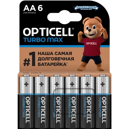 Батарея Opticell Turbo MAX LR6 AA (6шт) блистер Батарея Opticell Turbo MAX LR6 AA (6шт) блистер