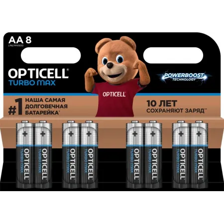Батарея Opticell Turbo MAX LR6 AA (8шт) блистер Батарея Opticell Turbo MAX LR6 AA (8шт) блистер
