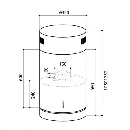 Вытяжка каминная Lex Tubo Isola 350 INOX нержавеющая сталь управление: кнопочное (1 мотор)