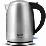 Чайник электрический Vitek VT-7033 1.7л. 2200Вт серебристый/черный корпус: металл/пластик